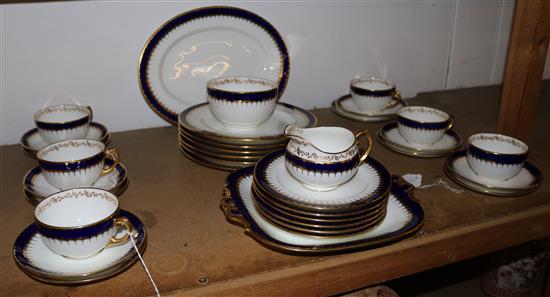 Coalport cobalt blue and gilt part table service, no. 6143 (38-piece)